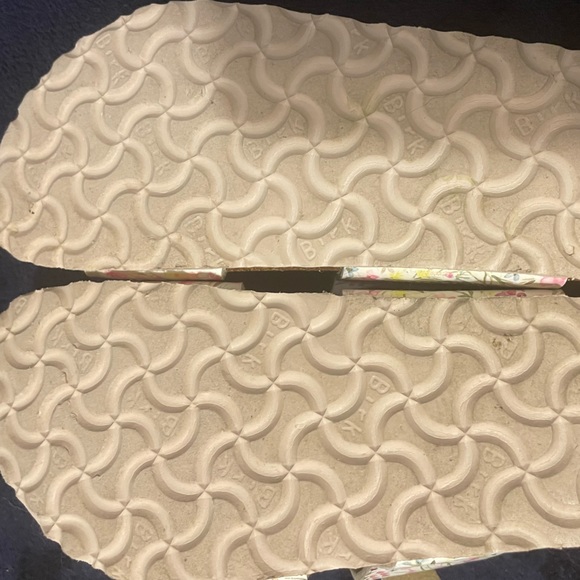 White floral Birkenstocks, lightly worn. - Picture 2 of 4